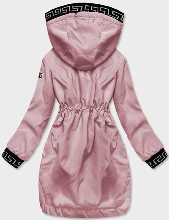 Cienka kurtka damska z ozdobną lamówką bladoróżowa (B8141-81)
