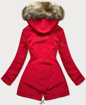 Dwustronna kurtka damska czerwono-brązowa (w555)