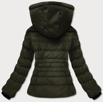 Damska kurtka zimowa z futrzaną stójką army (5M769-136)