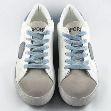 Damskie trampki z łączonych materiałów biało-niebieskie (1088)