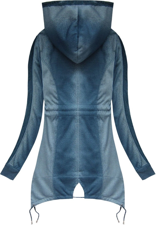 BLUZA Z HAFTAMI I KAPTUREM NIEBIESKA 1 (J205BS)