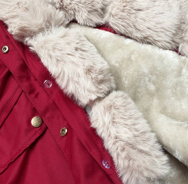 DAMSKA KURTKA PARKA NA FUTERKU CZERWONA (WM888)