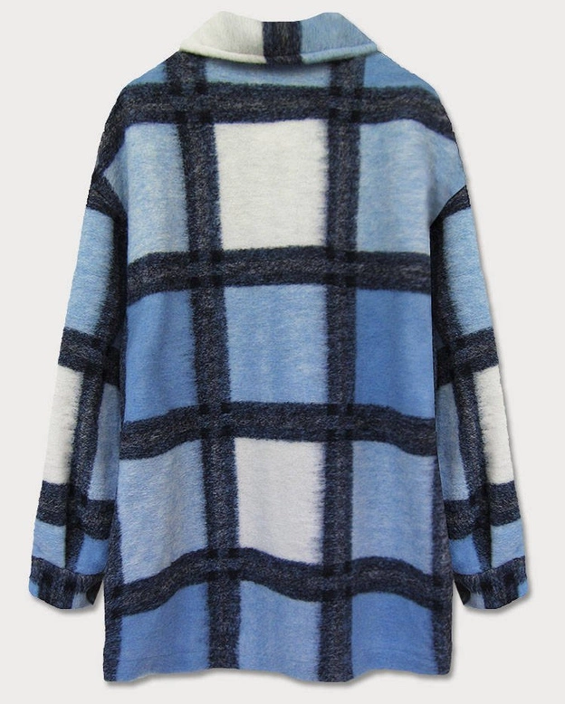 KOSZULOWA DAMSKA KURTKA W KRATĘ NIEBIESKA (623ART)