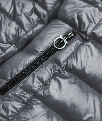 KRÓTKA DWUSTRONNA KURTKA DAMSKA ZIMOWA GRAFITOWO-CZARNA (B9580-7001)