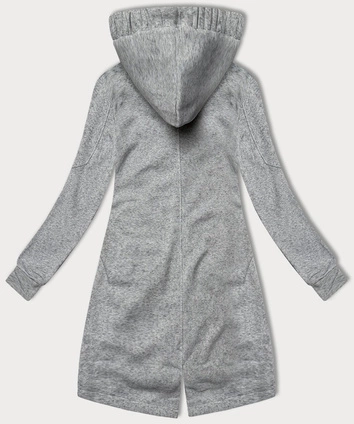 Rozpinana długa bluza damska z kapturem LHD jasny szary (AMG-693A)