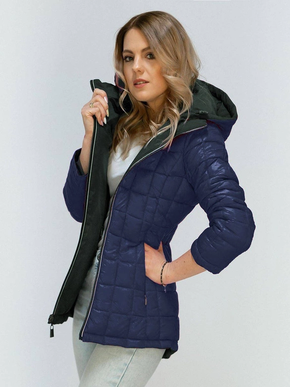 Dwustronna kurtka przejściowa zielono-granatowa (7699)