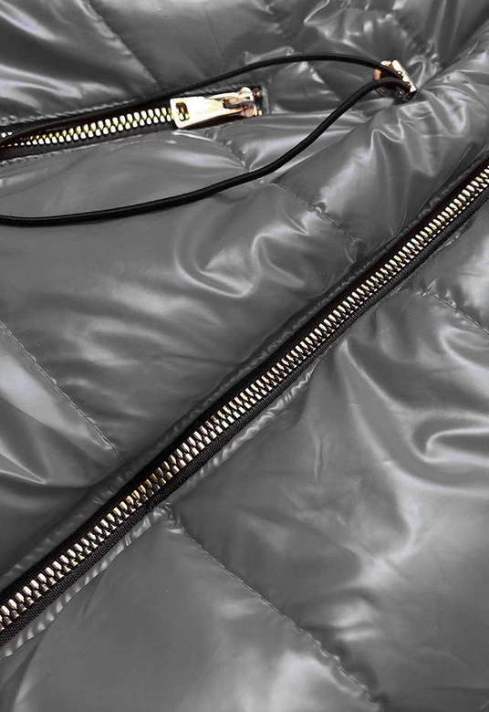 Błyszcząca kamizelka z kapturem grafitowa (b9783-70)