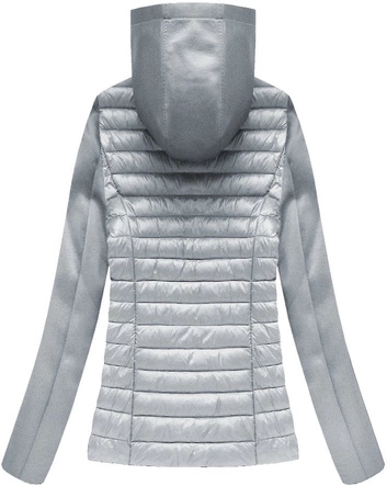 Pikowana kurtka z łączonych materiałów szara (18019)