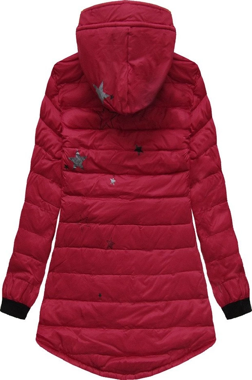 KURTKA Z KAPTUREM I KIESZENIAMI CZERWONA (6002B)