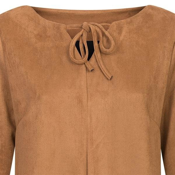 BLUZKA Z ŁEZKĄ I TROKAMI CAMEL CIEMNY (BL152)