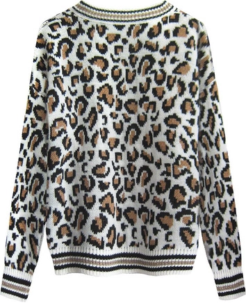 SWETER W ZWIERZĘCY PRINT BIAŁY (458ART)