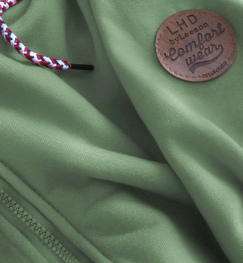 DŁUGA DAMSKA BLUZA DRESOWA Z KAPTUREM KHAKI (725)