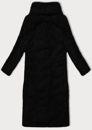 Płaszcz futerko damskie z kołnierzem czarne  (WD2332)