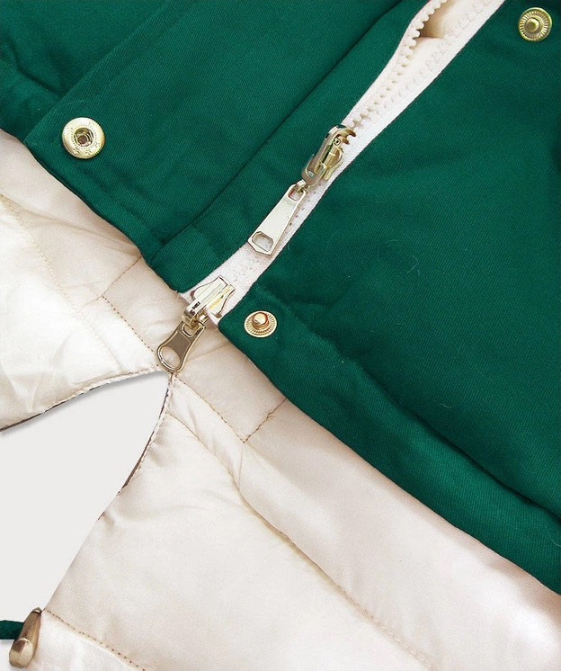 DWUSTRONNA PARKA ZIELONA-ECRU (B507)