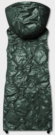 Kamizelka damska z kapturem ciemnozielona (6028)