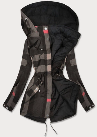 DWUSTRONNA KURTKA DAMSKA GRAFITOWO-CZARNA (W655BIG)