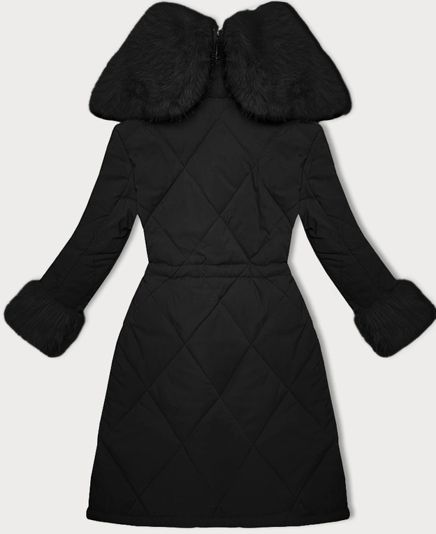 Pikowana kurtka zimowa na futrze Way Mode czarny-czarny (WD202308)