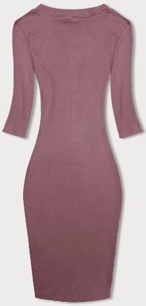 Dopasowana sukienka w prążki brudny róż (5579-35)