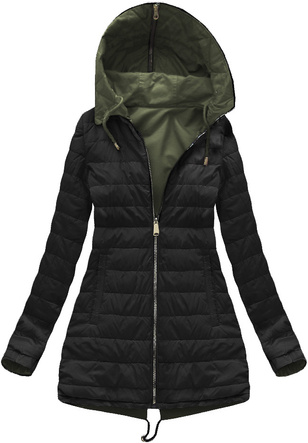 DWUSTRONNA KURTKA Z KAPTUREM KHAKI (XW622X)