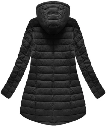 PIKOWANA KURTKA Z KAPTUREM CZARNA (7471-PLUS)