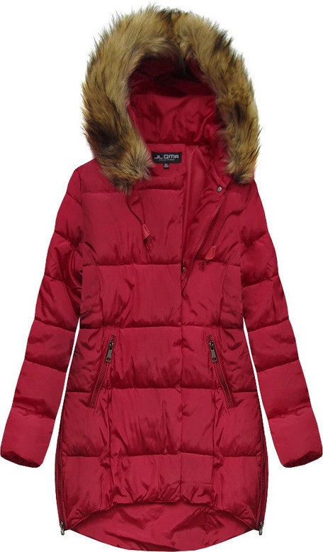 PIKOWANA KURTKA Z KAPTUREM CZERWONA (859)