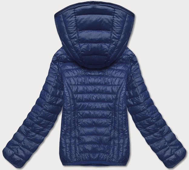 Pikowana kurtka damska z kapturem ciemna niebieska (B0123-72)