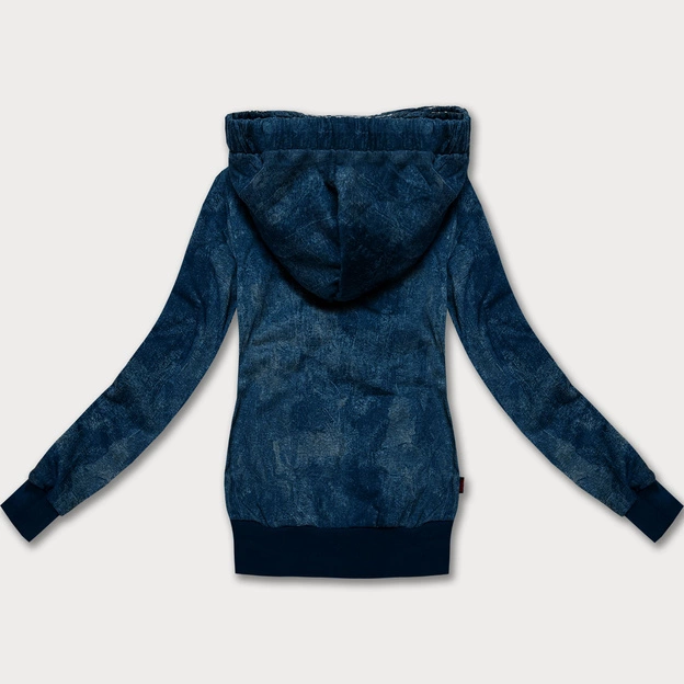 Dopasowana bluza damska z asymetrycznym zamkiem LHD ciemny niebieski (AMG-61)