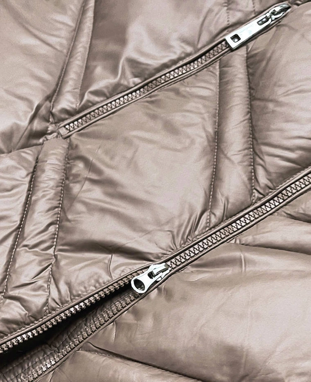 Przejściowa kurtka damska z kapturem camel (H-97)