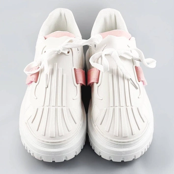 Damskie buty sportowe z nakładką na sznurowadła biało-różowe (ra2049)