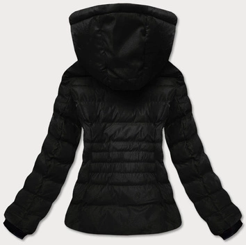 Damska kurtka zimowa z futrzaną stójką czarna (5M769-392)