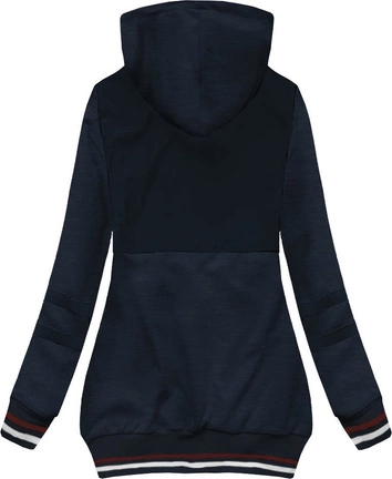 BLUZA Z ŁĄCZONYCH MATERIAŁÓW GRANATOWA (425)