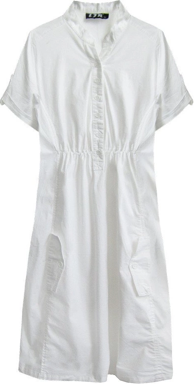 BAWEŁNIANA SUKIENKA KOSZULOWA BIAŁA (1052)