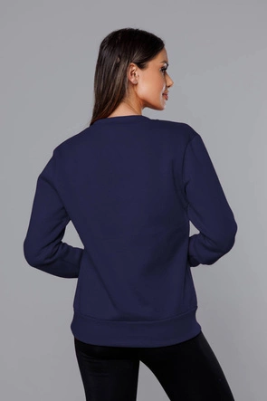 Bluza dresowa damska ze ściągaczami granatowa (w01-66)