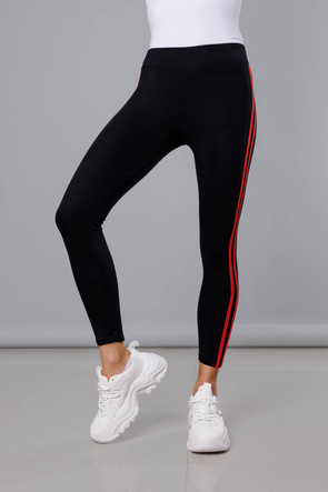 Legginsy sportowe z lampasami czarno-czerwone (YW01052-D1-5)