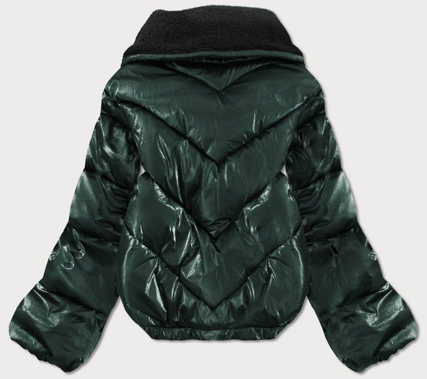 Krótka kurtka oversize z szerokimi rękawami zielona (j9-016)