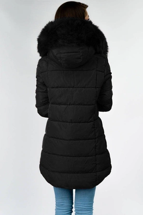 Asymetryczna kurtka damska zimowa czarna (x7670x)