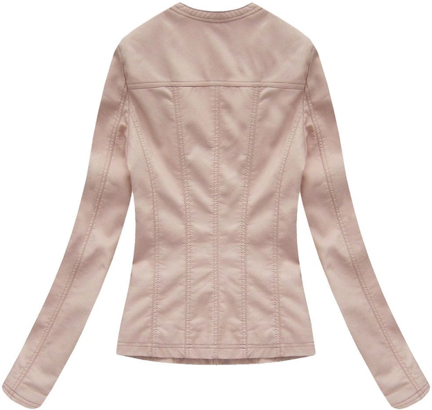 KLASYCZNA KURTKA Z EKOSKÓRY PUDROWY RÓŻ (21804)