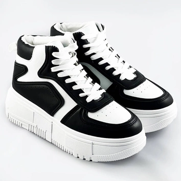 Damskie sneakersy za kostkę biało-czarne (ms-52)
