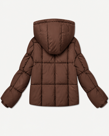 Damska kurtka puffer czekoladowa (B6061-14)