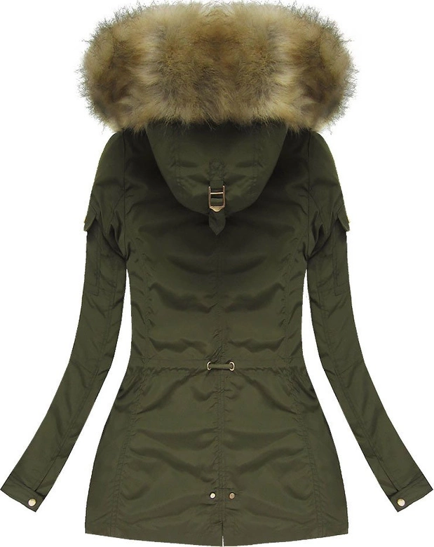 KURTKA DAMSKA ZIMOWA Z ODPINANĄ PODPINKĄ KHAKI 1 (W125)