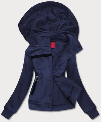 Krótka bluza rozpinana damska granatowa (AMG-63)
