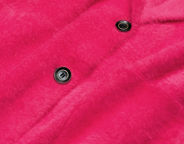 Krótka wełniana narzutka alpaka fuksja (7108-1)