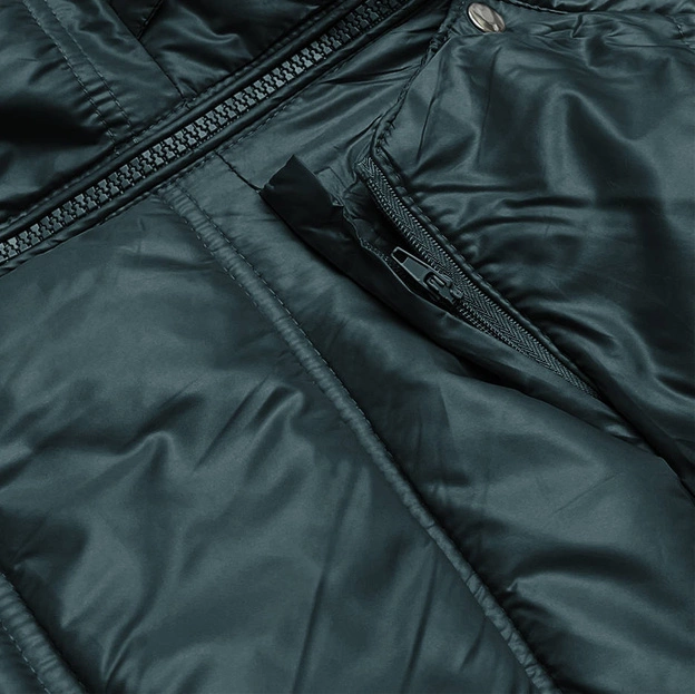 Pikowana przejściowa kurtka damska ciemna zielona (H-205)