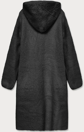 Narzutka z kapturem a'la wełna  czarna (b3006)