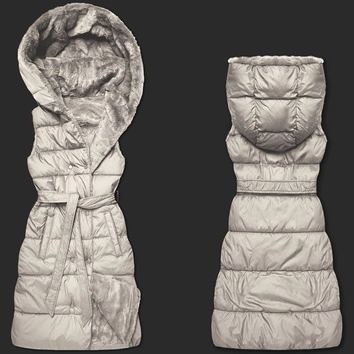 Gruba dwustronna kamizelka puchowo-futrzana Minority beżowa (P3-6035-62)