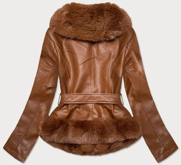 RAMONESKA Z FUTRZANYM KOŁNIERZEM BRĄZOWA (B9737-12012)