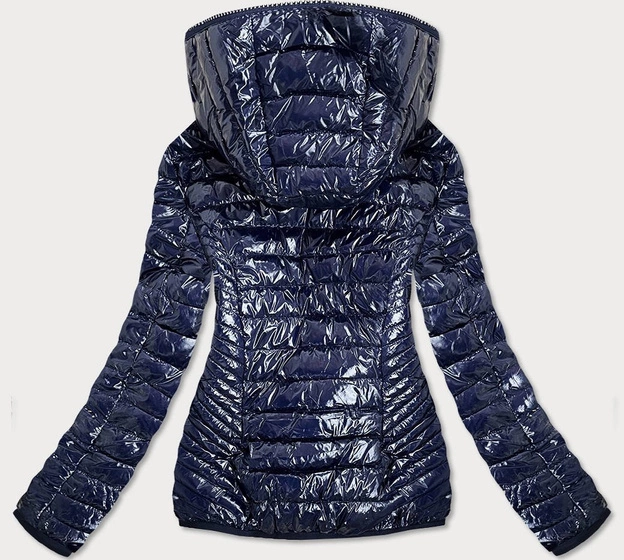 Kurtka damska z kontarstową podszewką granatowa (b9546)