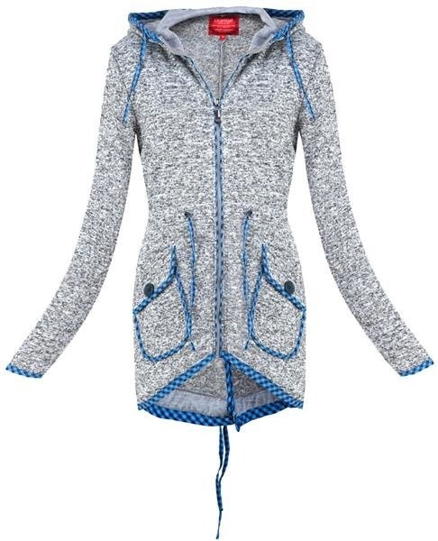 BLUZA Z KAPTUREM SZARO-BIAŁA (LX2256)