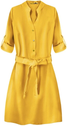 SUKIENKA Z PODWIJANYMI RĘKAWAMI ŻÓŁTA (207ART)