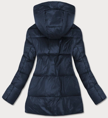 ASYMETRYCZNA DAMSKA KURTKA PIKOWANA GRANATOWA (7658BIG)